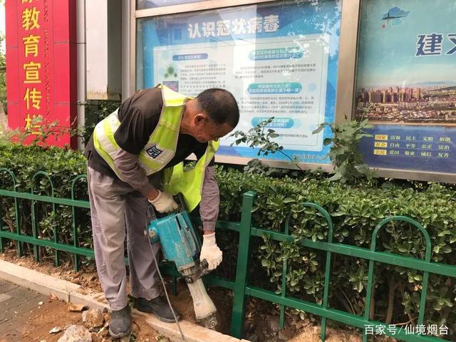 城区环境换新颜!福山区绿化带加装防护栏 城区环境换新颜!福山区绿化带加装防护栏