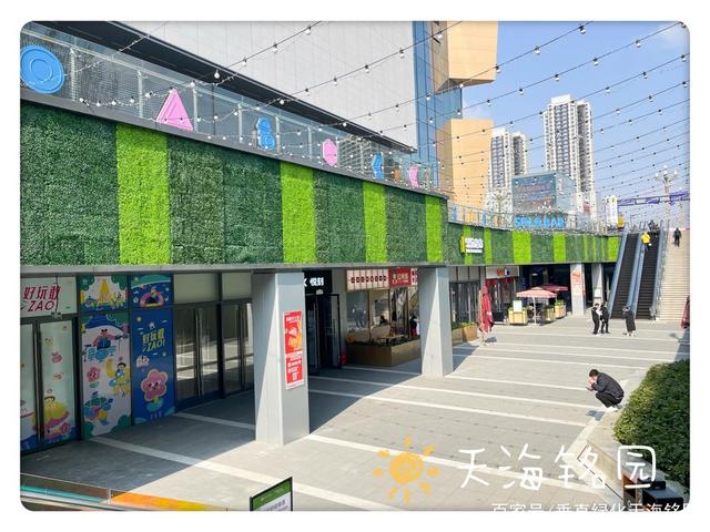 下沉式植物墙，商业街广场墙面绿植景观