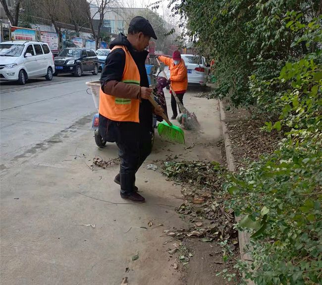 李楼镇：清理绿化带卫生 改善道路环境