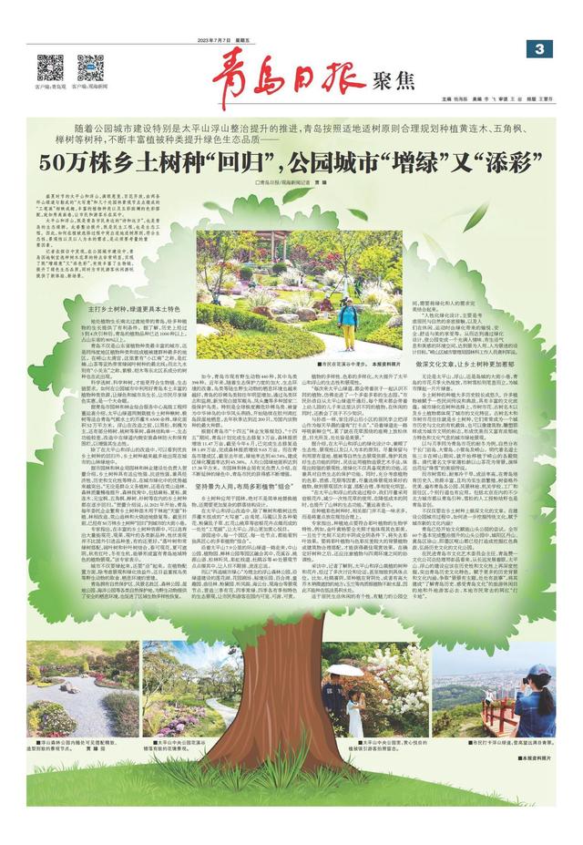 青岛：50万株乡土树种“回归”，公园城市“增绿”又“添彩”